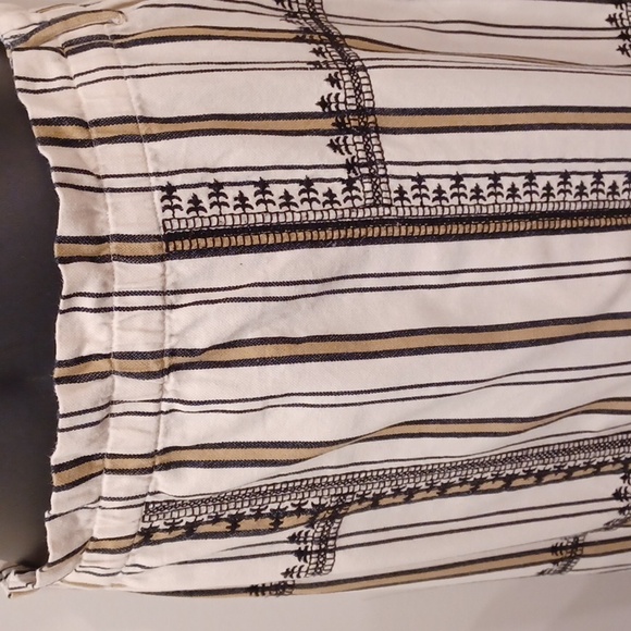 Zara Ecru/Black Embroidered & Striped Cotton Pencil Skirt- Sz. Med - Picture 7 of 12